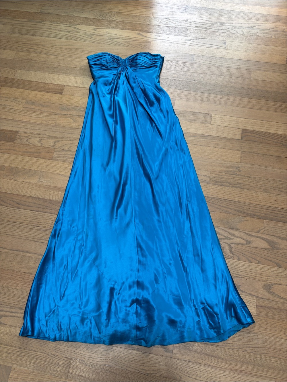 Laundry By Shelli Segal Strapless Satin Gown in Teal